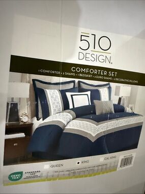 Navy and White Comforter Set